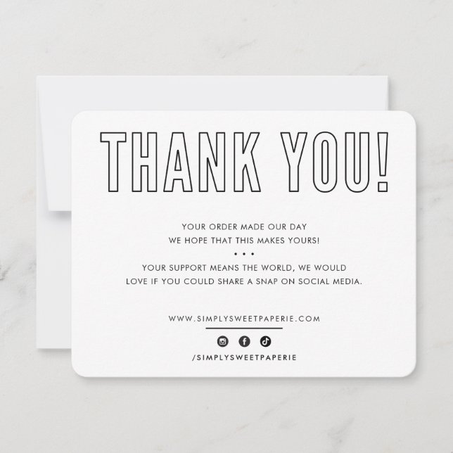 BUSINESS THANK YOU urban masculine black white Card (Front)