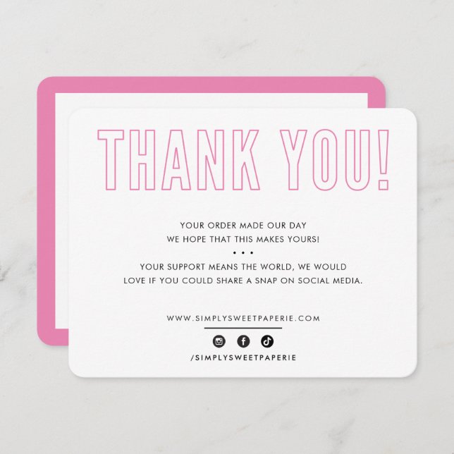 BUSINESS THANK YOU urban masculine candy pink (Front/Back)