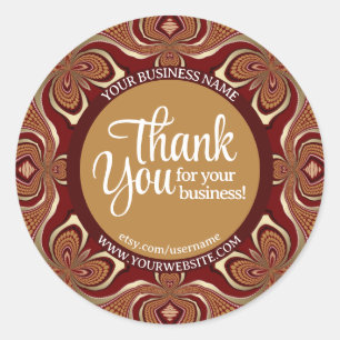 Business Thank You Warm Chocolate & Gold Earth Classic Round Sticker