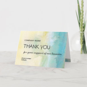 Business Thank You Watercolor Pastel  Colours  Card