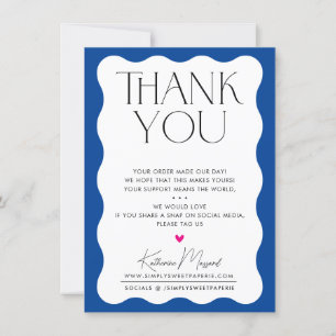 BUSINESS THANK YOU wave elegant serif royal blue Card