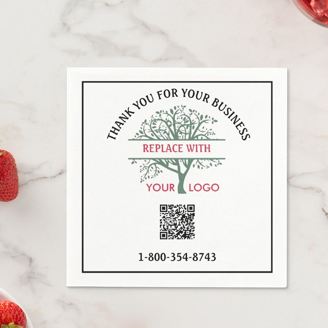 Business Thank You Your Logo QR Code Phone    Napkin (Creator Uploaded)