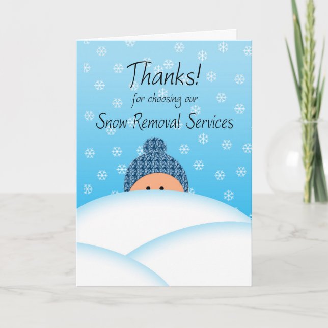 Business Thanks Customer Snow Plough services Thank You Card (Front)