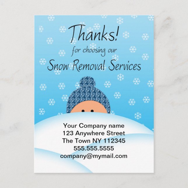 Business Thanks Customer Snow Removal Services Postcard (Front)
