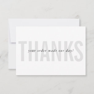 BUSINESS THANKS modern minimal order insert grey Thank You Card
