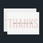 BUSINESS THANKS modern minimal order insert pink Thank You Card<br><div class="desc">by kat massard >>> WWW.SIMPLYSWEETPAPERIE.COM<<< Send and extra special THANK YOU message with style and pizzazz for your customers. Add your logo on the back and even had write a personal note - great, professional customer service that will keep them coming back! TIPS 1. To resize / reposition images hit...</div>