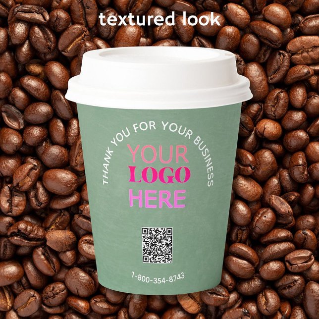 Business Thanks Texture Look Phone Logo QR Code Paper Cups (Creator Uploaded)