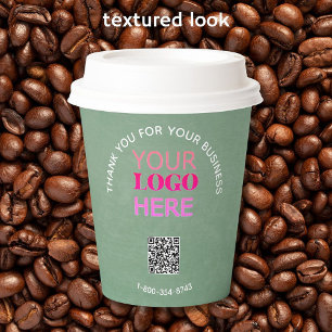Business Thanks Texture Look Phone Logo QR Code Paper Cups