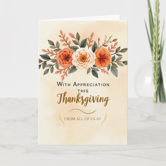 Business Thanksgiving Appreciation Elegant Autumn Card (Front)