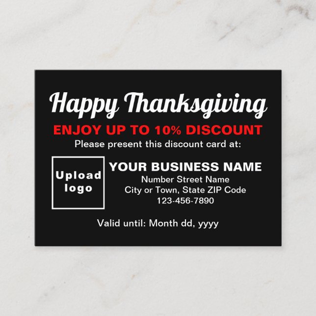Business Thanksgiving Black Discount Card (Front)
