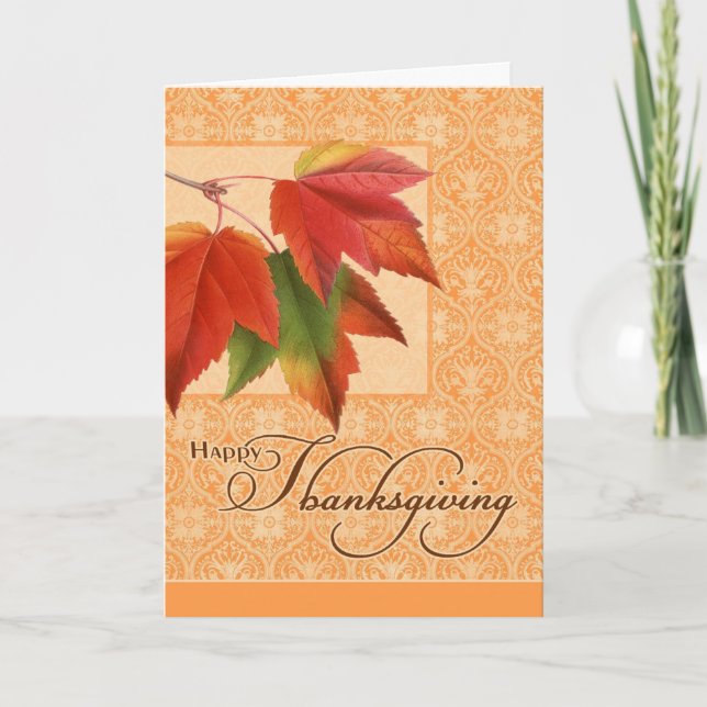 Business Thanksgiving - Fall Leaves Holiday Card (Front)
