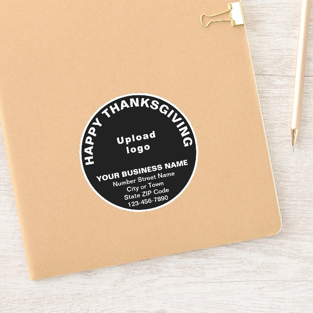 Business Thanksgiving Greeting, Black Round Vinyl (Notebook)
