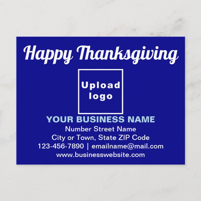 Business Thanksgiving Greeting on Blue Postcard (Front)