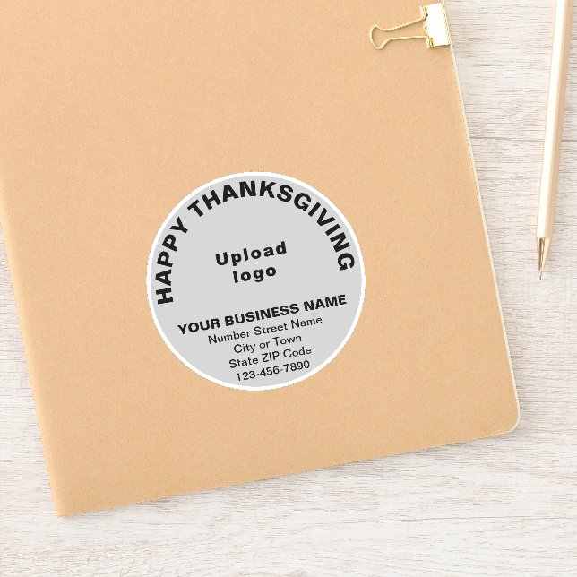Business Thanksgiving Greeting on Grey Round Vinyl (Notebook)