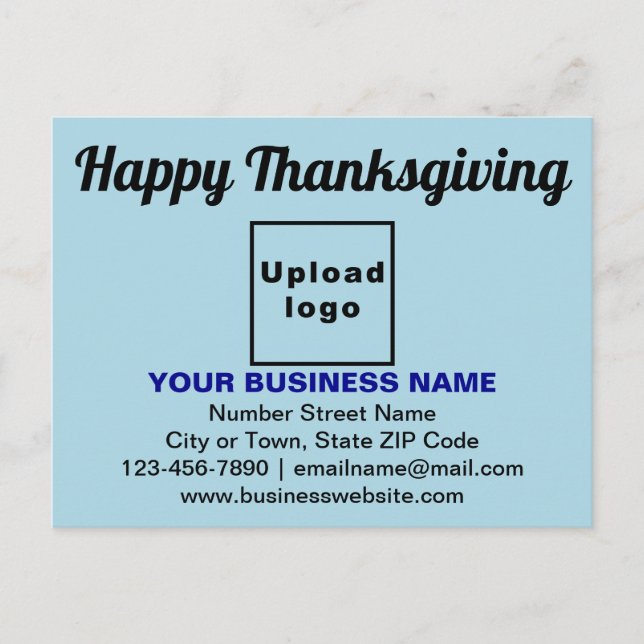 Business Thanksgiving Greeting on Light Blue Postcard (Front)
