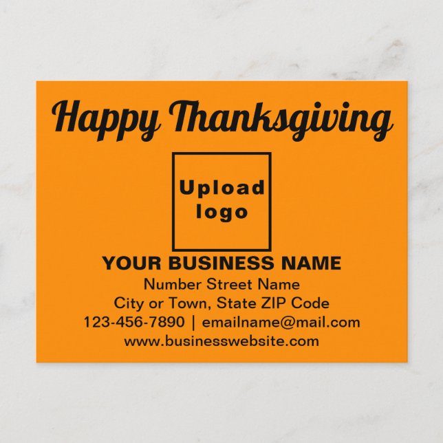 Business Thanksgiving Greeting on Orange Colour Postcard (Front)