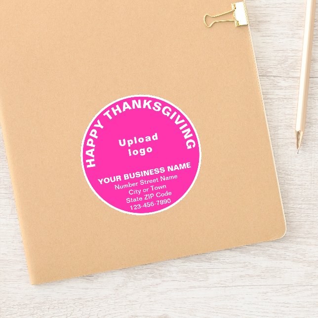 Business Thanksgiving Greeting on Pink Round Vinyl (Notebook)