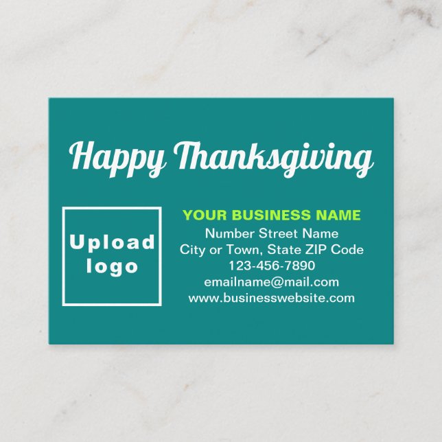 Business Thanksgiving Greeting on Teal Green Enclosure Card (Front)