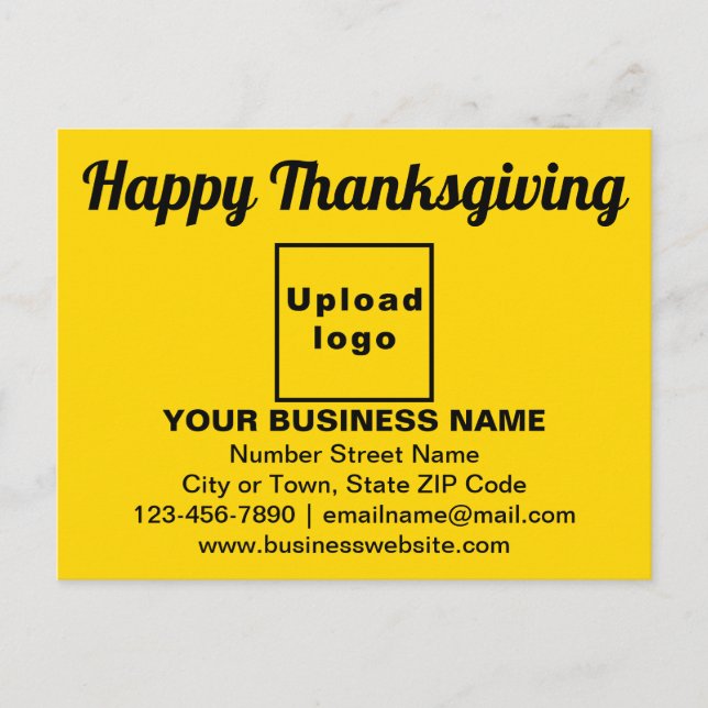 Business Thanksgiving Greeting on Yellow Postcard (Front)