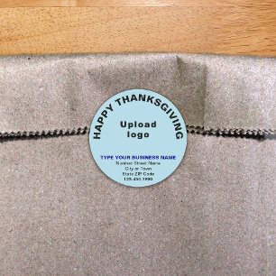 Business Thanksgiving Light Blue Round Sticker