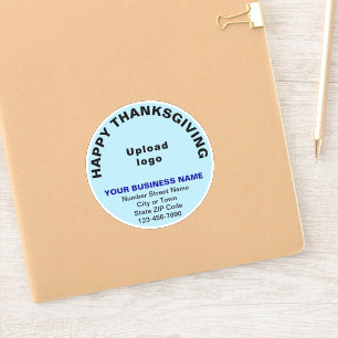 Business Thanksgiving Light Blue Round Vinyl
