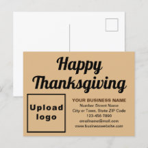 Business Thanksgiving Light Brown Holiday Postcard