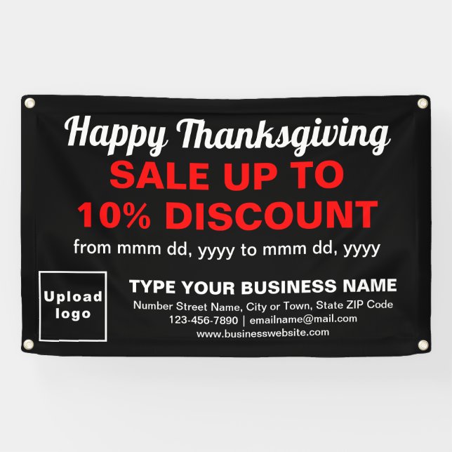 Business Thanksgiving Sale on Black Rectangle Banner (Horizontal)