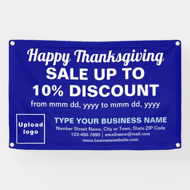 Business Thanksgiving Sale on Blue Rectangle Banner (Horizontal)