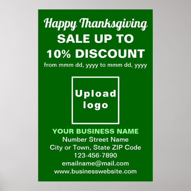 Business Thanksgiving Sale on Green Poster (Front)