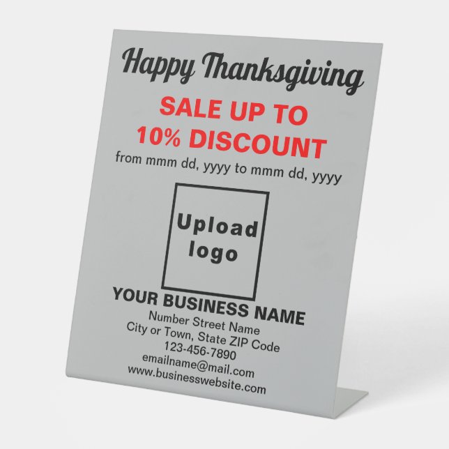 Business Thanksgiving Sale on Grey Pedestal Sign (Front)