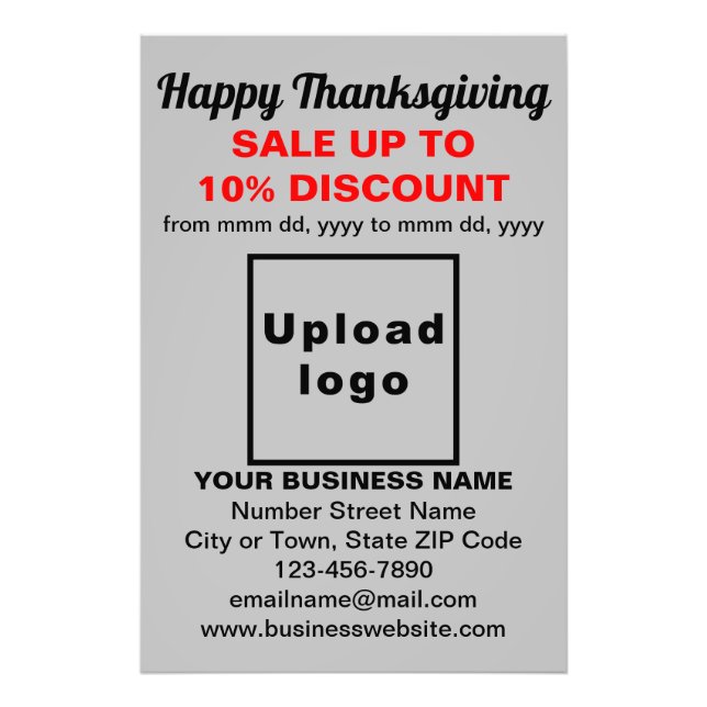 Business Thanksgiving Sale on Grey Photo Paper (Front)