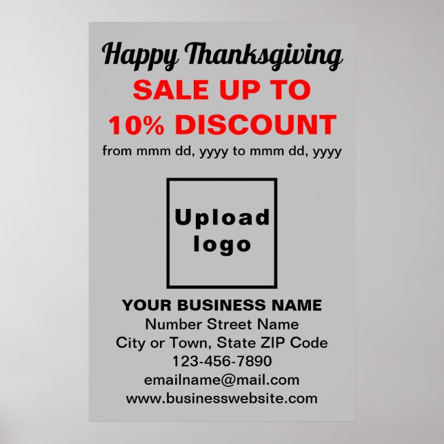 Business Thanksgiving Sale on Grey Poster (Front)