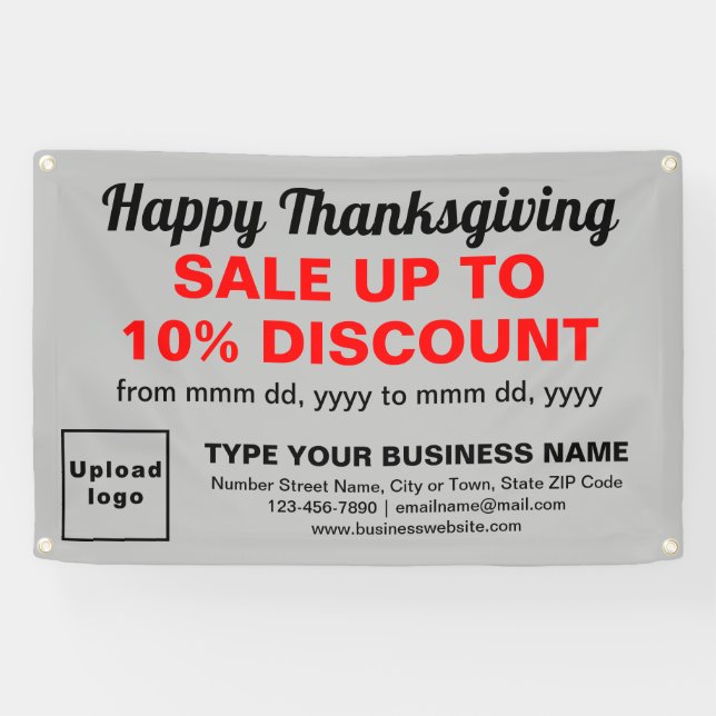 Business Thanksgiving Sale on Grey Rectangle Banner (Horizontal)