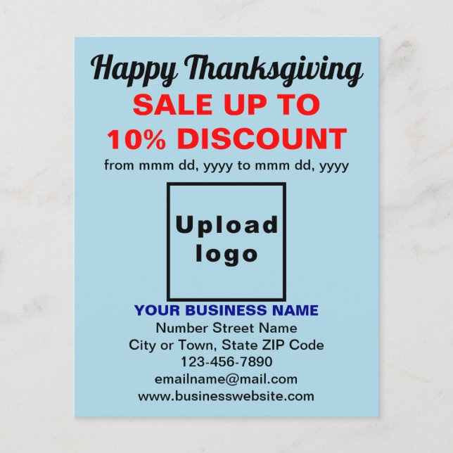 Business Thanksgiving Sale on Light Blue Flyer (Front)