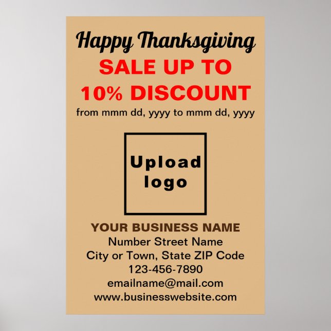 Business Thanksgiving Sale on Light Brown Poster (Front)