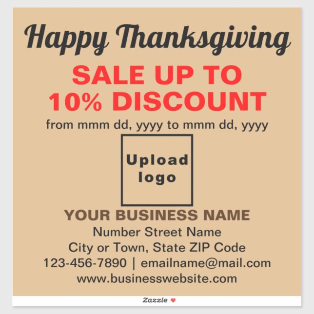 Business Thanksgiving Sale on Light Brown Vinyl (Sheet)