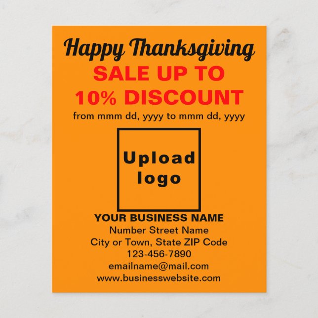 Business Thanksgiving Sale on Orange Colour Flyer (Front)