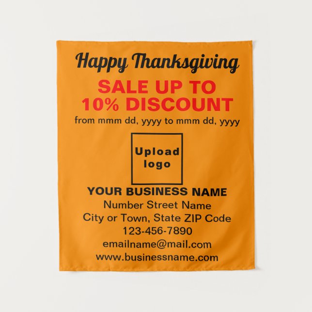 Business Thanksgiving Sale on Orange Colour Tapestry (Front)