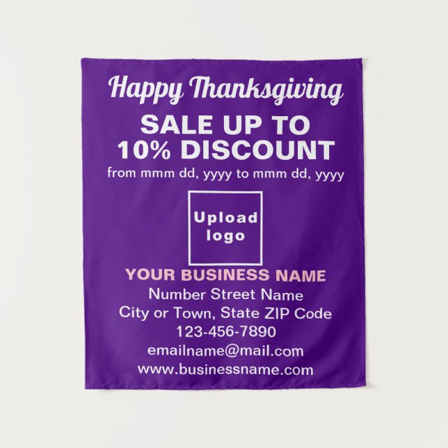 Business Thanksgiving Sale on Purple Tapestry (Front)