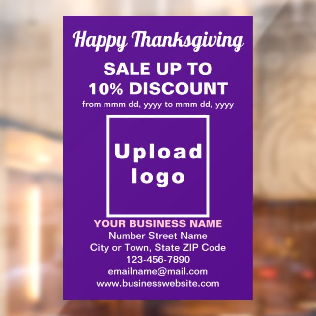 Business Thanksgiving Sale on Purple Window Cling (Sheet 2)