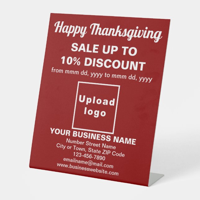 Business Thanksgiving Sale on Red Pedestal Sign (Front)