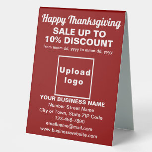 Business Thanksgiving Sale on Red Table Sign
