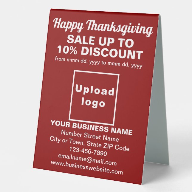 Business Thanksgiving Sale on Red Table Sign (Front)