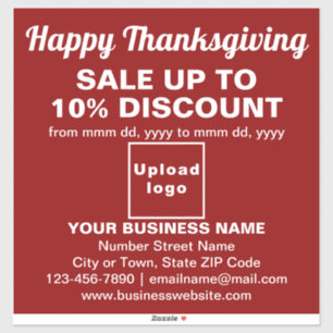 Business Thanksgiving Sale on Red Vinyl Sticker