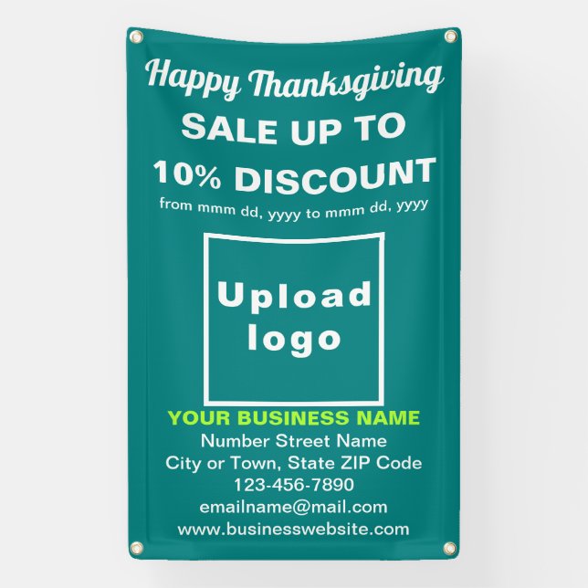 Business Thanksgiving Sale on Teal Green Banner (Vertical)