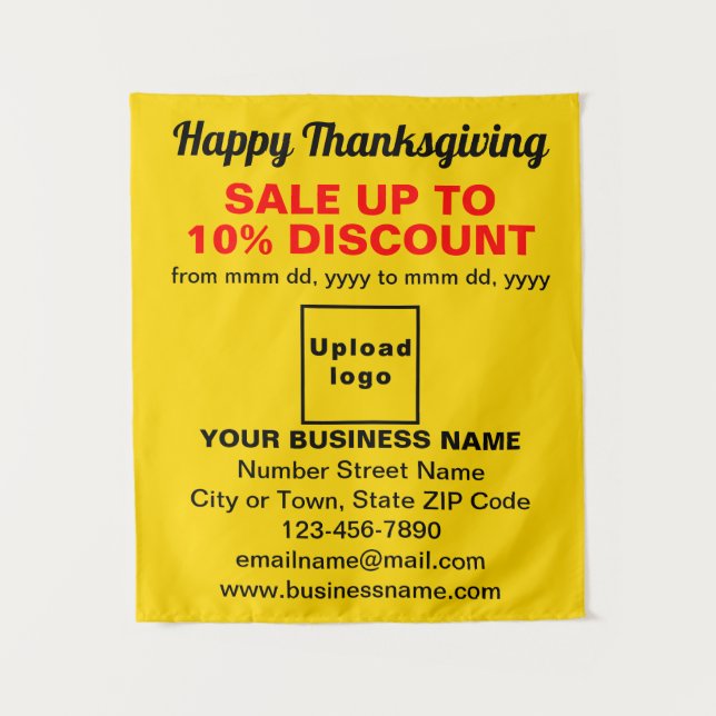 Business Thanksgiving Sale on Yellow Tapestry (Front)