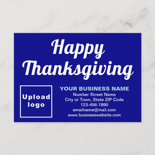 Business Thanksgiving Small Blue Flat Card (Front)