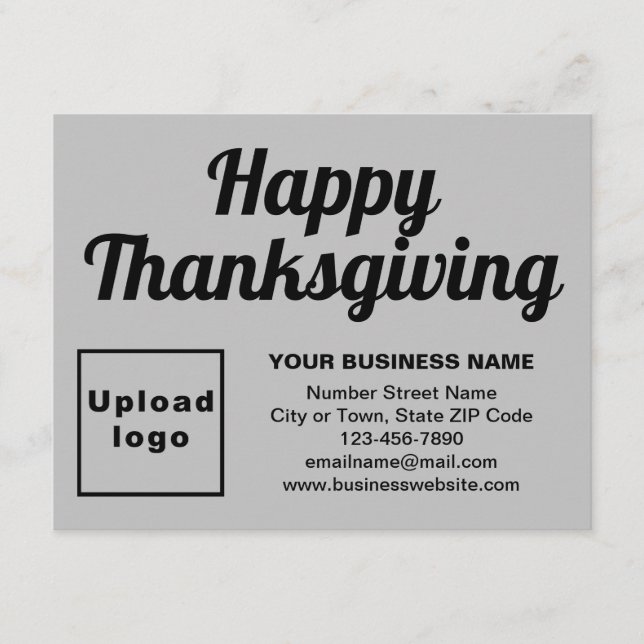 Business Thanksgiving Small Grey Flat Holiday Card (Front)
