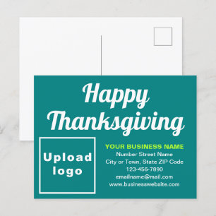 Business Thanksgiving Teal Green Holiday Postcard