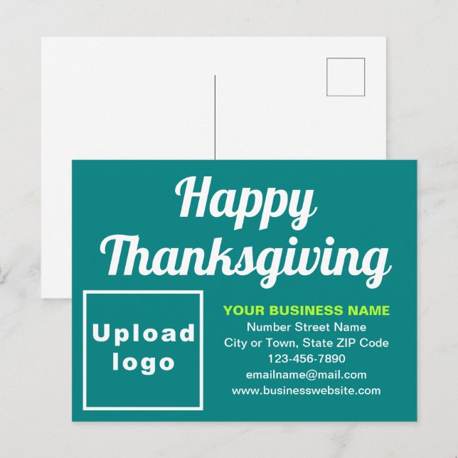 Business Thanksgiving Teal Green Holiday Postcard (Front/Back)